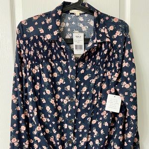 Navy Flowered Top